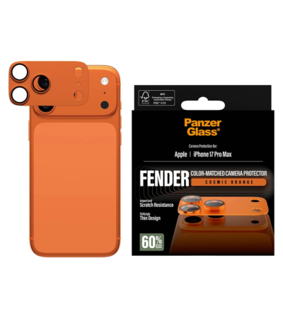 Orange PanzerGlass Fender Camera Lens Protector for iPhone 17 Pro Max