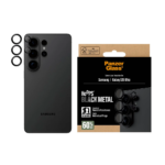 Individual PanzerGlass Hoops camera lens protectors installed on a black Samsung Galaxy S26 Ultra.