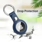 Deep Blue AirTag FineWoven Key Ring with stainless steel ring and microtwill fabric