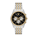 Emporio Armani AR11713 silver stainless steel men's chronograph watch with sunray dial.