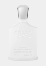 White 100mL bottle of Creed Silver Mountain Water with silver cap