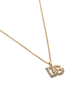 Dolce & Gabbana gold-tone fine link necklace with rhinestone DG logo pendant