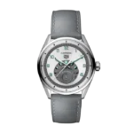 TAG Heuer Carrera Astronomer watch with silver dial and grey leather strap