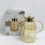 Large 1.8-litre clear glass teapot with boiling tea inside
