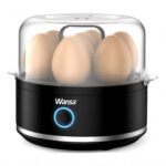 Wansa black electric egg cooker with transparent lid and egg tray