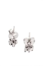 Suzanne Kalan 18K white gold earrings with dark blue sapphire baguettes and diamonds.