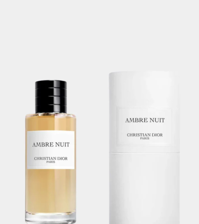 Dior Ambre Nuit 125ml EDP bottle with minimalist white label and black cap