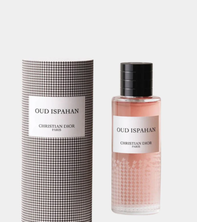 Dior Oud Ispahan 125ml EDP bottle featuring clear glass and minimalist white label