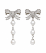 Self-Portrait Crystal Bow Droplet Earrings