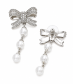 Self-Portrait Crystal Bow Droplet Earrings - Image 2