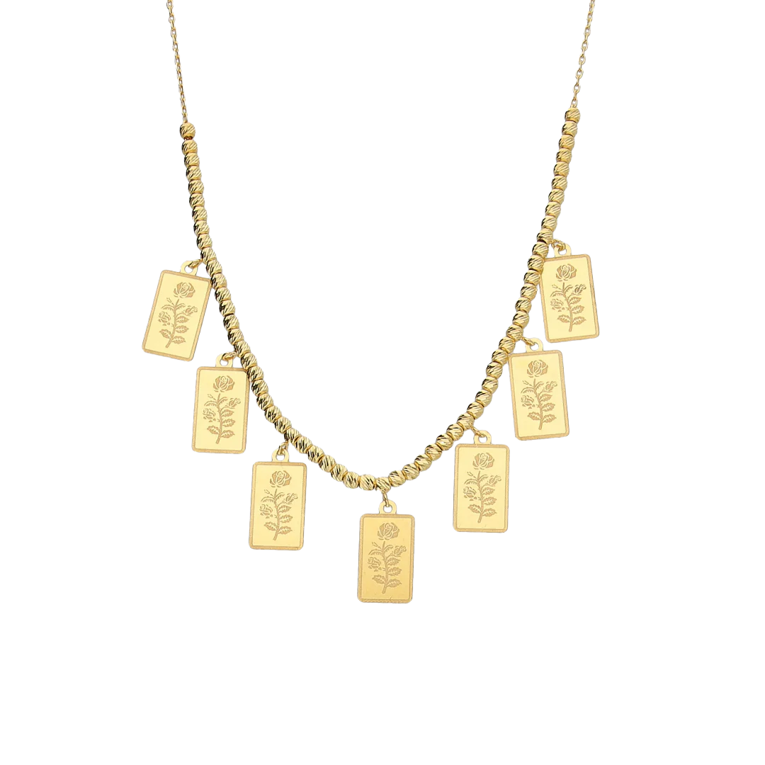 Gold Rose Bar Necklace - 21KT