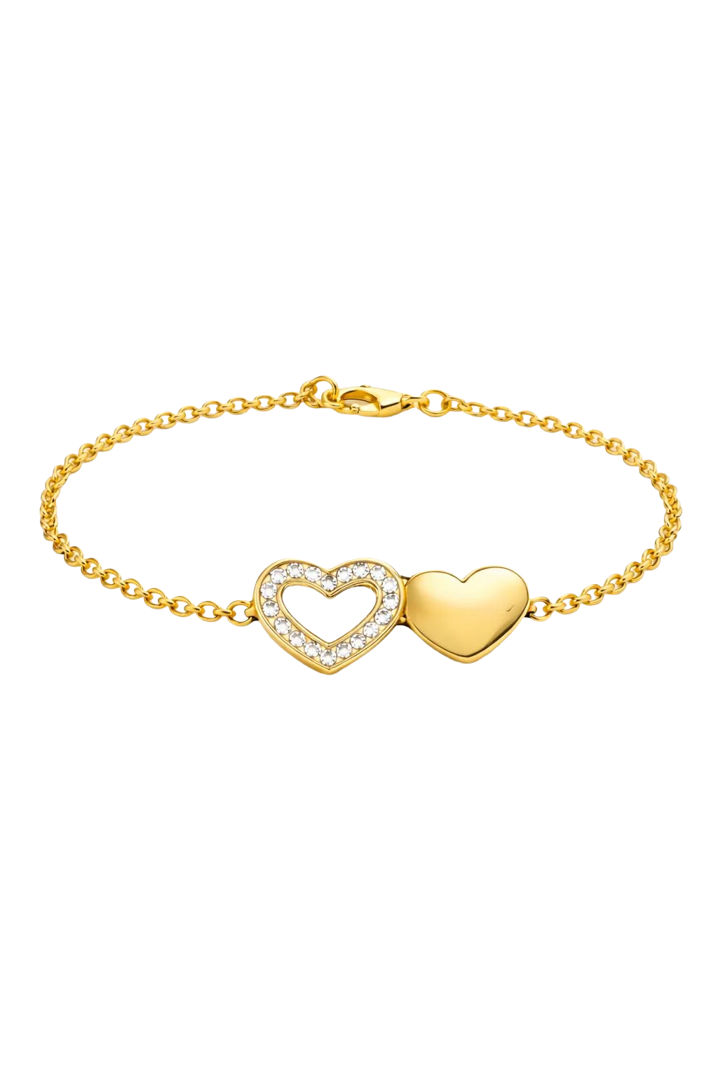 Love Heart Charm 18K Gold-Plated Bracelet
