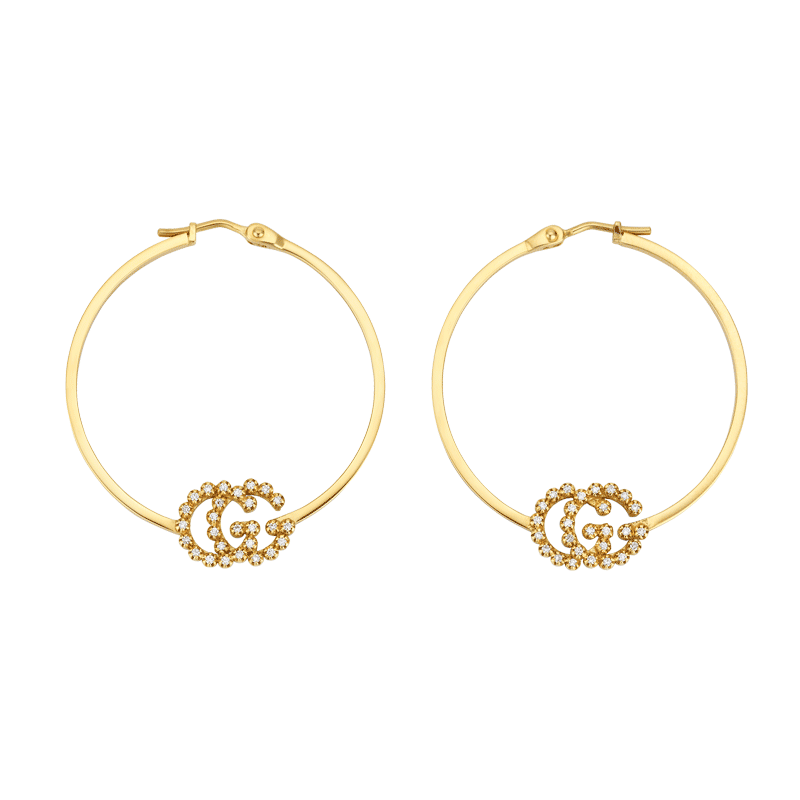 20260713_045440_5bd8336e-fc4b-473e-87ce-2ae462917ead.png Gucci GG Running Diamond Hoop Earrings - Image 1