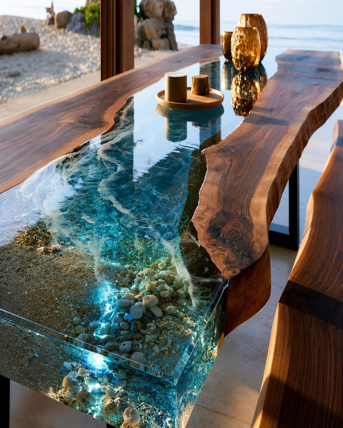 Live Edge Walnut & Epoxy River Table