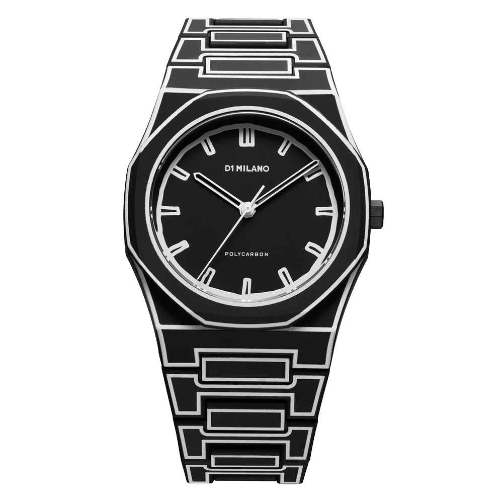20260725_053841_5613faa1-518a-475c-a7b9-15902178f5a1-1.png D1 Milano - Black Sketch Polycarbonate Watch - الصورة 1