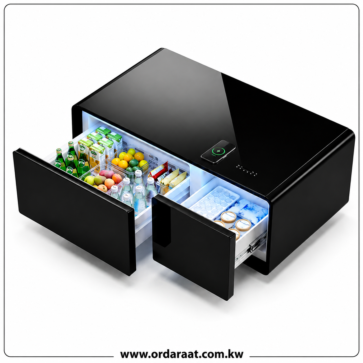 Timber Smart Table With Fridge & Bluetooth (90L)