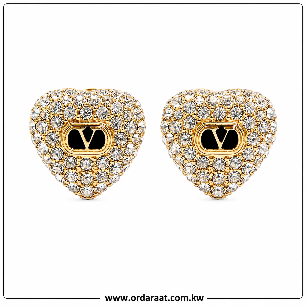 Valentino Garavani Crystal Heart VLogo Clip-On Earrings