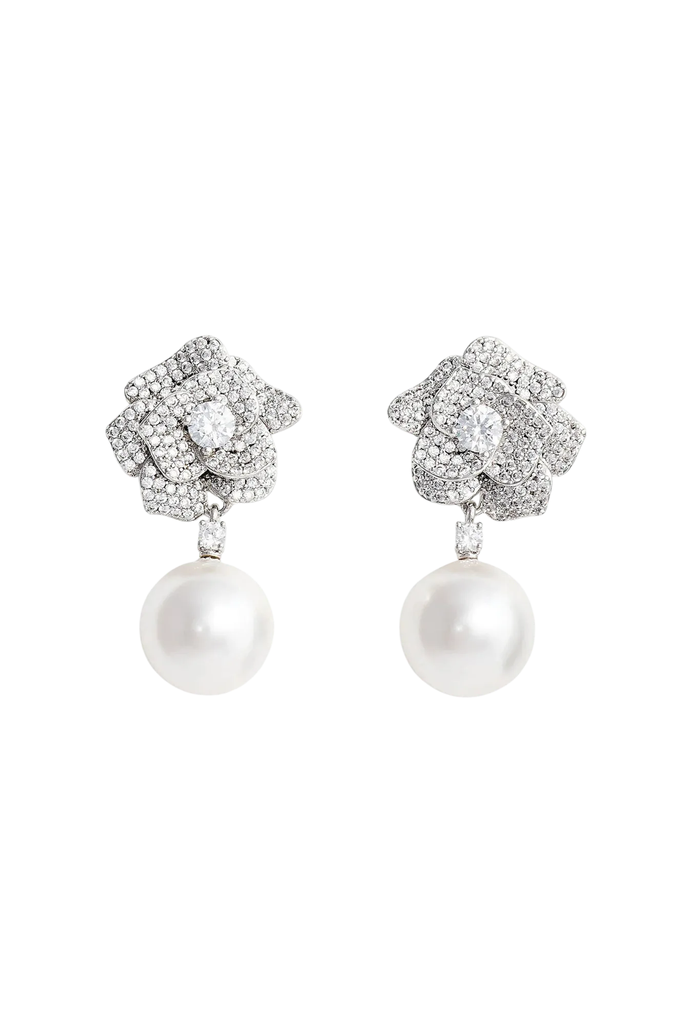 Self-Portrait Mini Crystal Flower Pearl Earrings