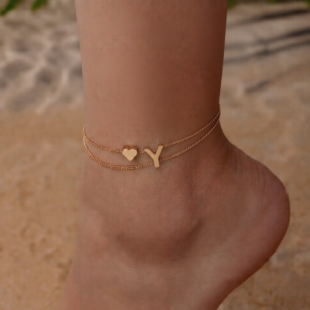 Anklet Women's Infinity Letter "Y"—Double-Layer Minimalist Bracelet