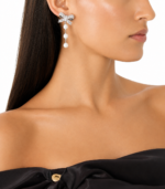 Self-Portrait Crystal Bow Droplet Earrings - Image 3