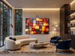 Amber Radiance Mosaic Crystal Acrylic Glass Wall Art - Image 5
