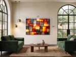 Amber Radiance Mosaic Crystal Acrylic Glass Wall Art - Image 7