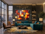 Amber Radiance Mosaic Crystal Acrylic Glass Wall Art - Image 6