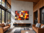 Amber Radiance Mosaic Crystal Acrylic Glass Wall Art - Image 4