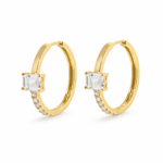 CZ by Kenneth Jay Lane - Princess On Ball Hoop Earrings