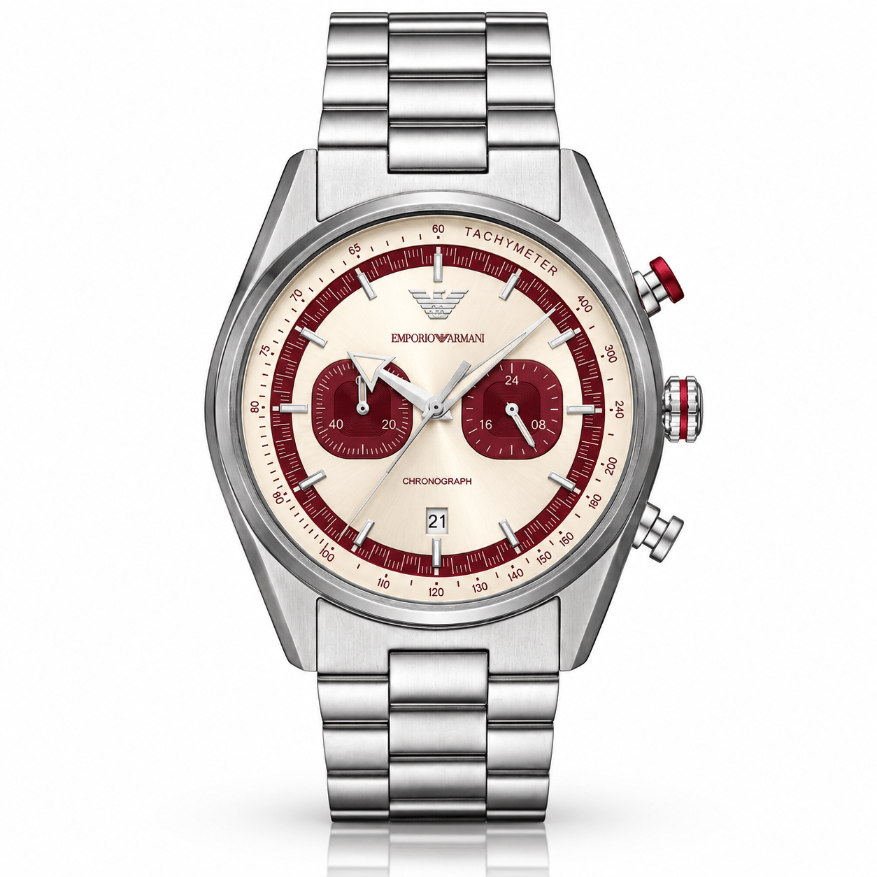 EA-008 Emporio Armani — Racer Chronograph Stainless Steel Watch - Image 1