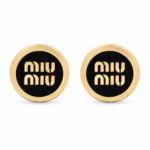 Miu Miu – Enameled Logo Stud Earrings in Black