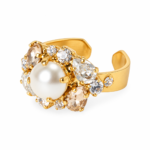 Caroline Svedbom - Molly Ring, 18K Gold Plated Brass, Pearl & Swarovski® Crystals