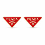Prada - Triangle Logo Enameled Earrings in Metal