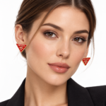Prada - Triangle Logo Enameled Earrings in Metal - Image 3