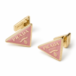 Prada – Triangle Logo Enameled Earrings in Metal - Image 2