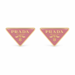 Prada – Triangle Logo Enameled Earrings in Metal